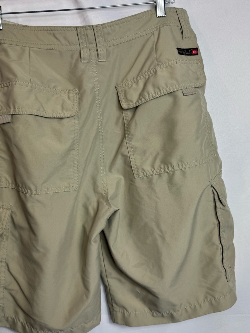 Quiksilver Y2K Mens Cargo Shorts Size 34 Utility Surf Skater Baggy Khaki Tan